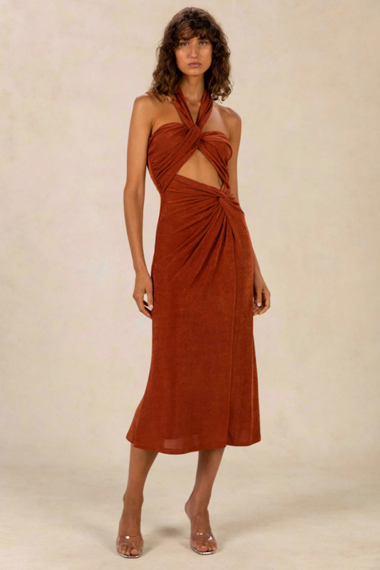 ANGELICA SLINKY JERSEY MIDI DRESS