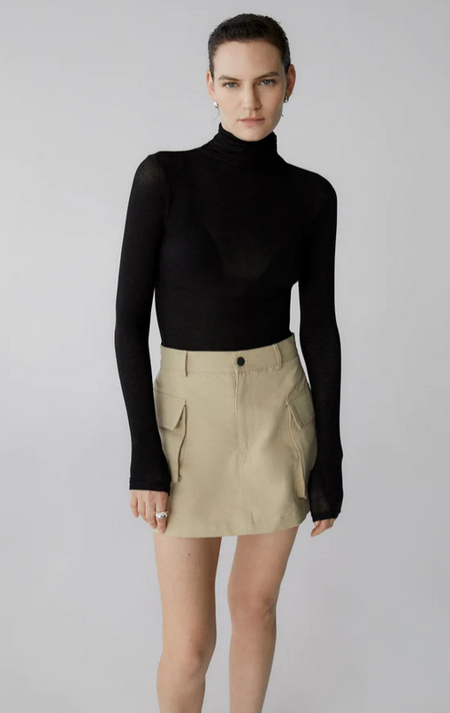 HAYVEN SHEER KNIT TURTLE NECK TOP