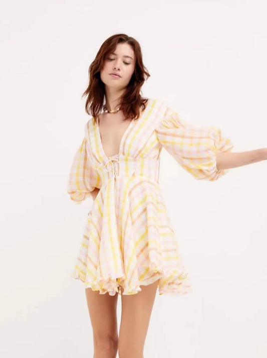 RUE PUFF SLEEVE MINI DRESS