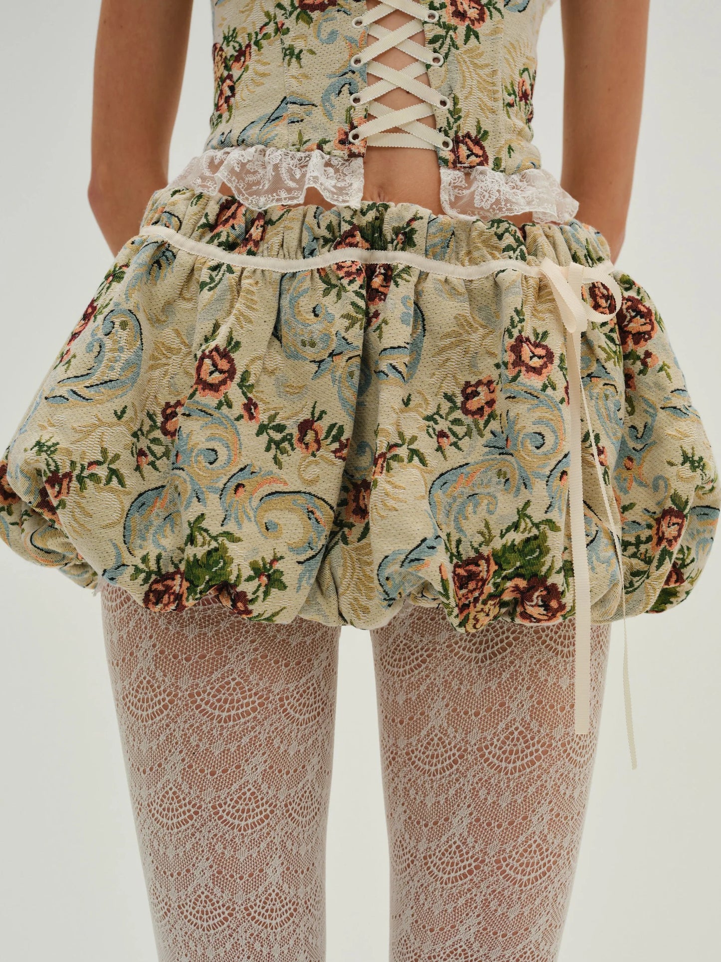 BAROQUE JACQUARD MINI BUBBLE SKIRT