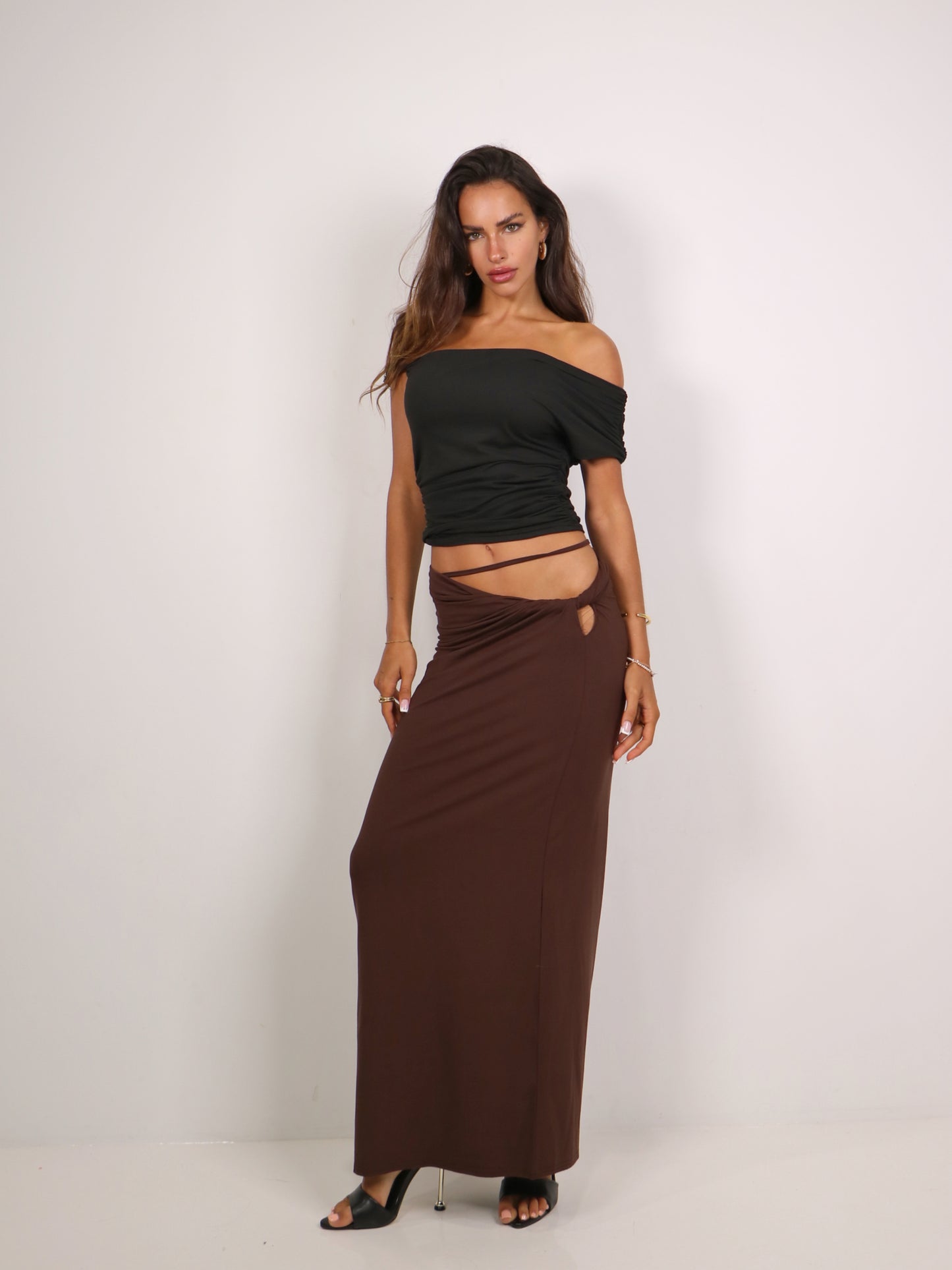 KNOTTED MAXI SKIRT