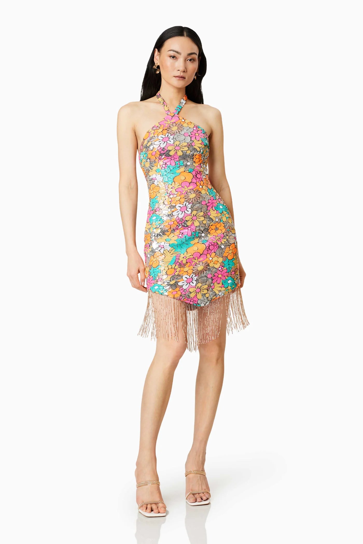 TAHITI FLORAL SEQUIN MINI DRESS