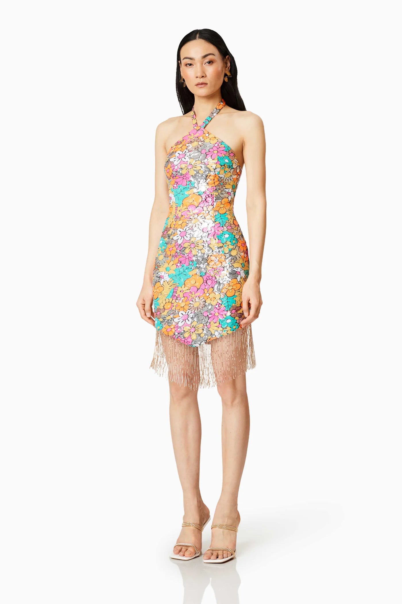 TAHITI FLORAL SEQUIN MINI DRESS