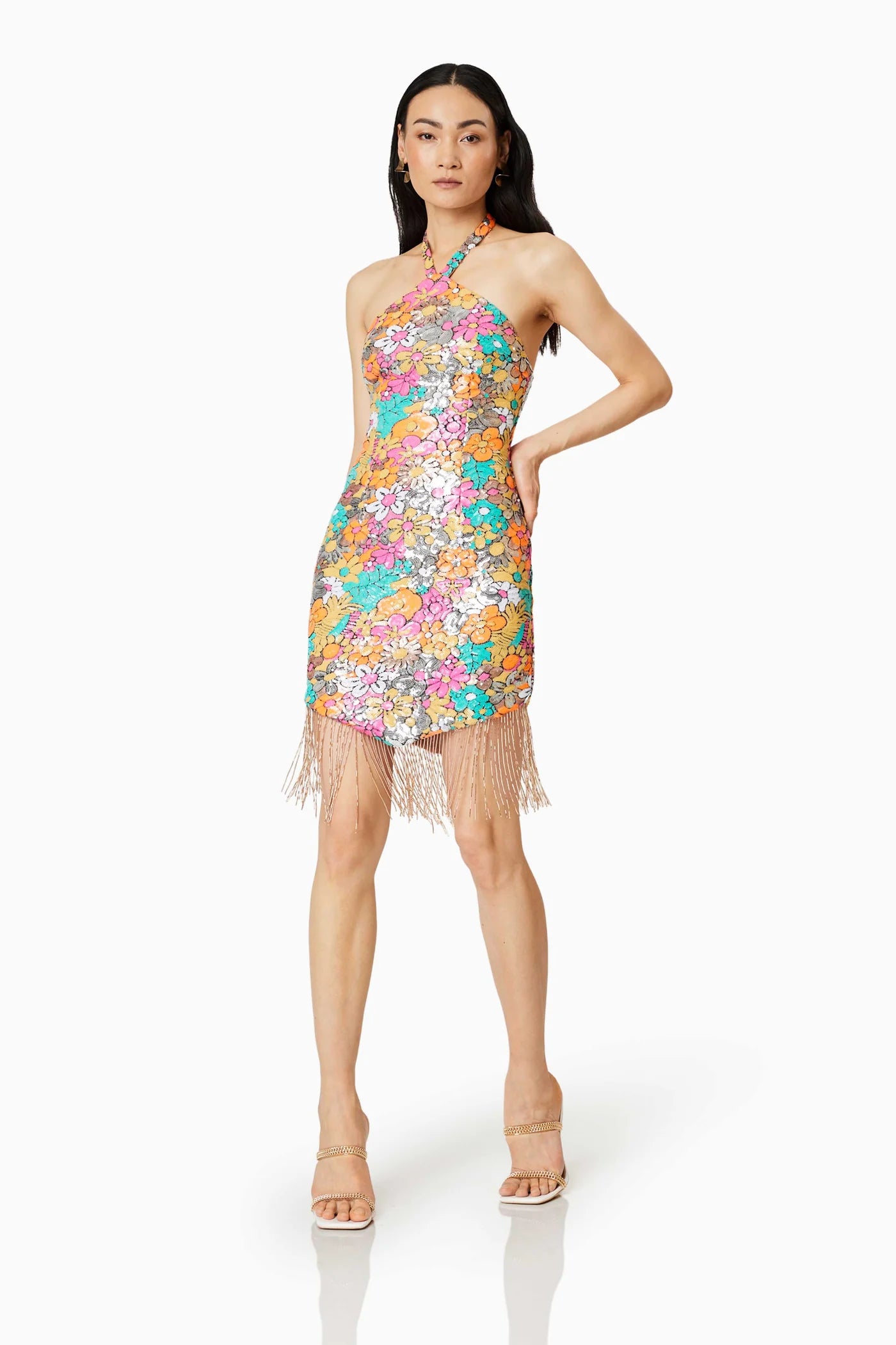 TAHITI FLORAL SEQUIN MINI DRESS